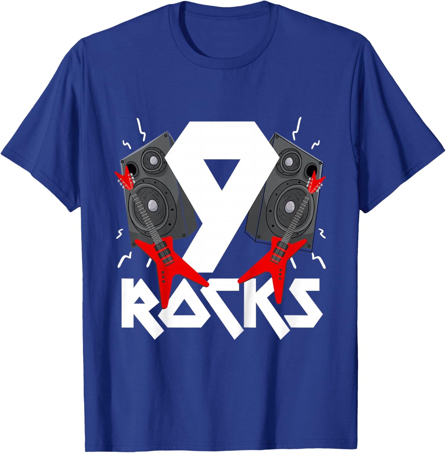 9 Rocks Birthday Party 9 Year Old Rock N Roll Star 9th Gift T-Shirt - T-Shirt | Royal