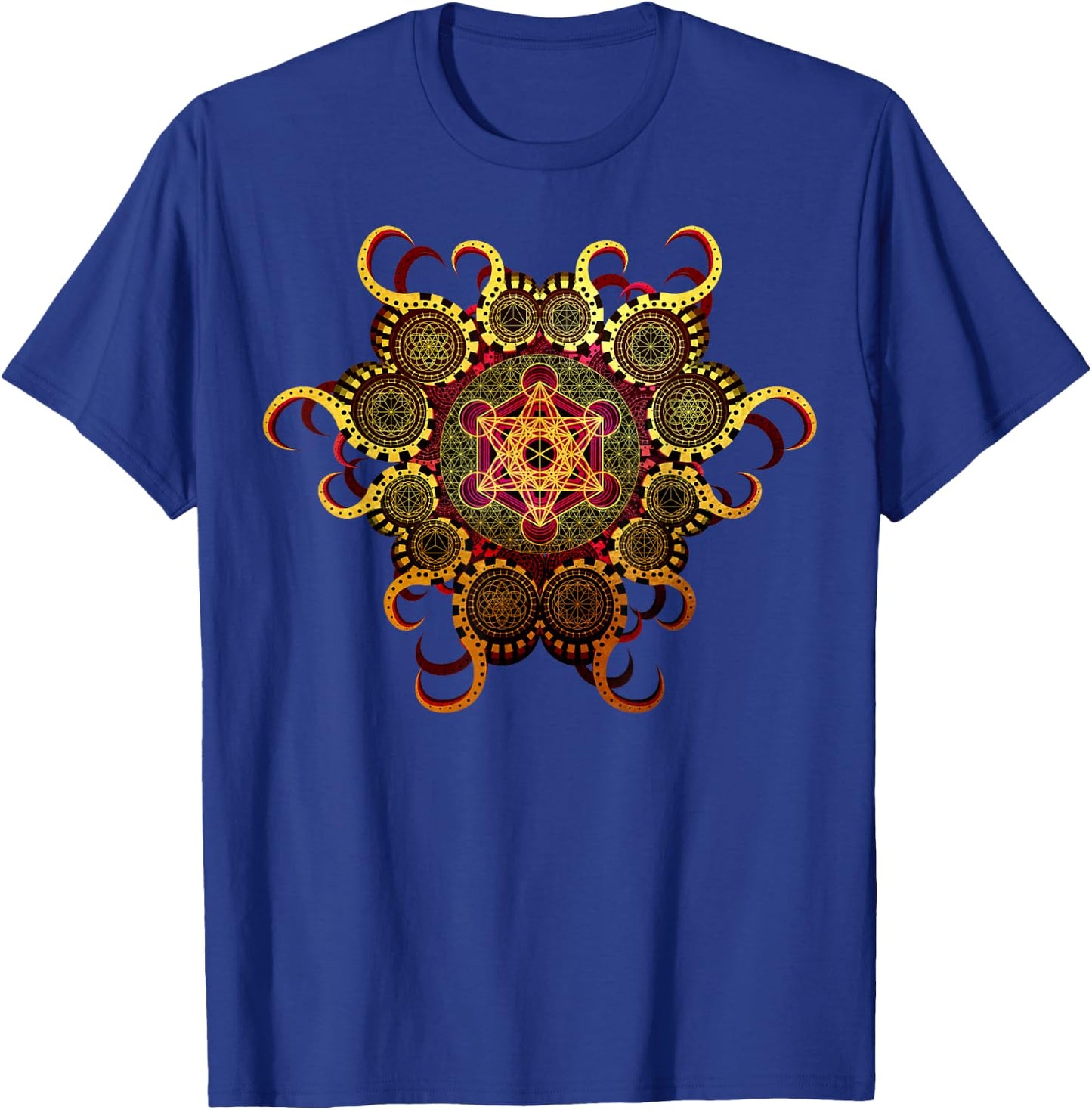 Gold Organic Merkaba Sacred Geometry Psychedelic Symmetry T-Shirt - T-Shirt | Royal