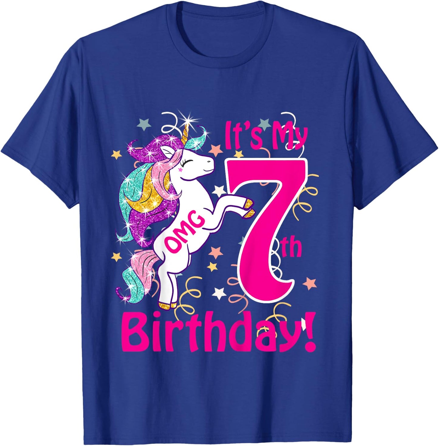 OMG It's My 7th Birthday Girls Unicorn (7 years old) outfit T-Shirt - T-Shirt | Royal