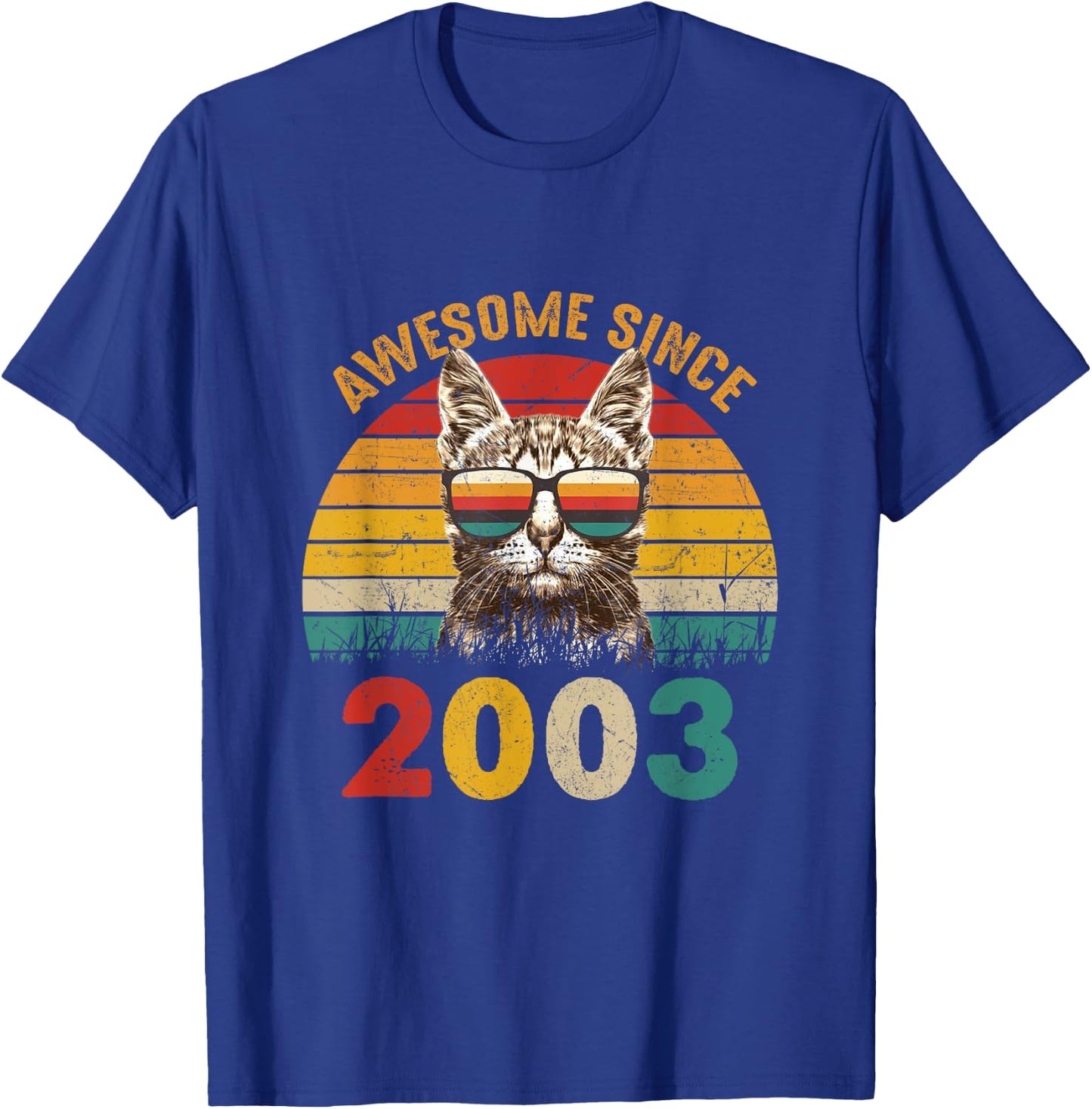 22nd Birthday Party 22 years old Cat Awesome Since 2003 T-Shirt - T-Shirt | Royal