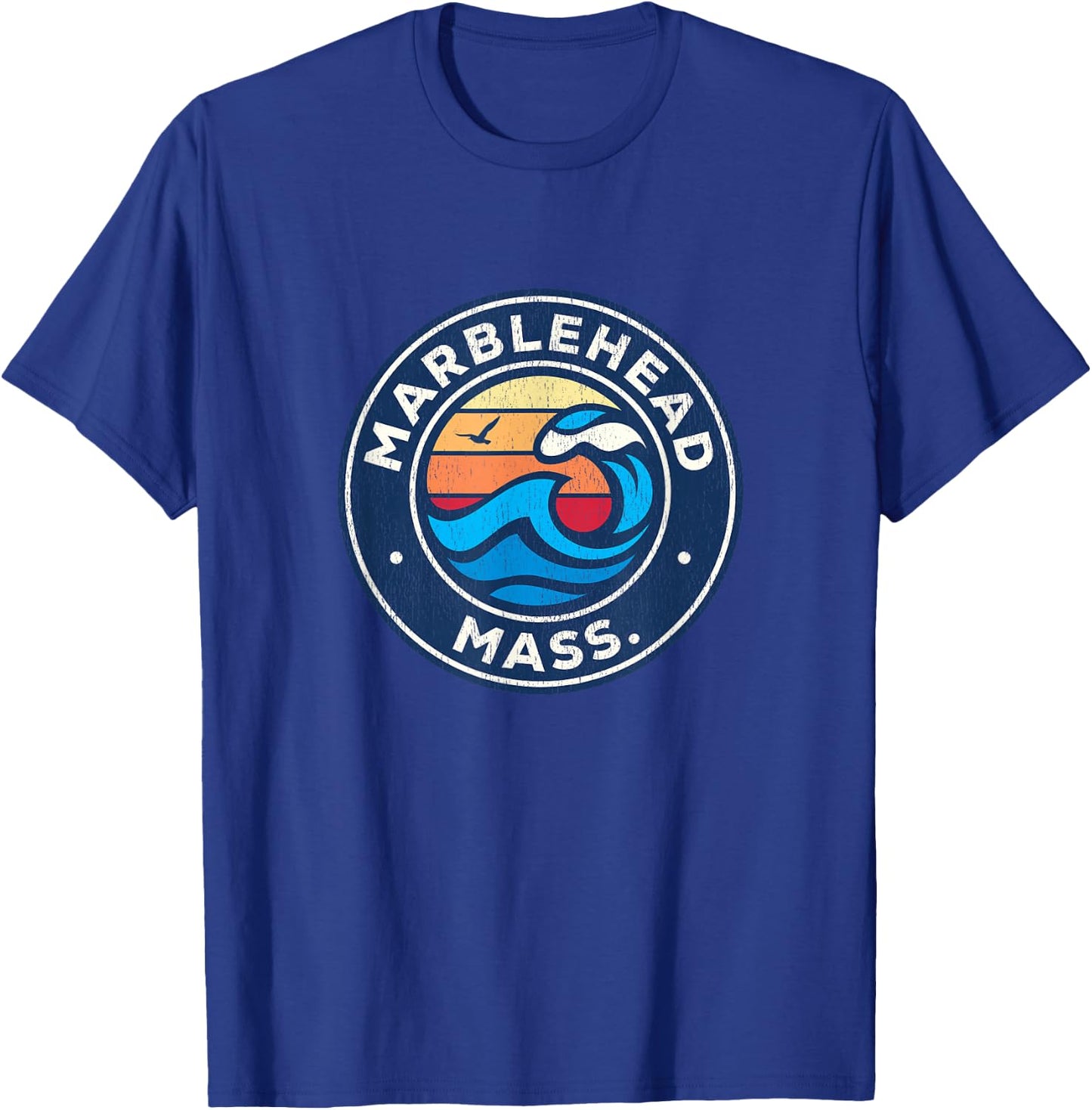 Marblehead Massachusetts MA Vintage Nautical Waves Design T-Shirt - T-Shirt | Royal