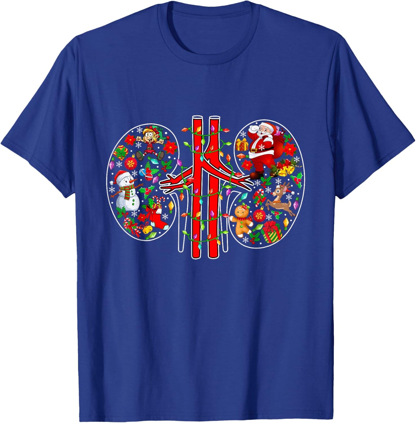 Xmas Symbols Santa Elf Kidneys Shape Dialysis Technician T-Shirt - T-Shirt | Royal