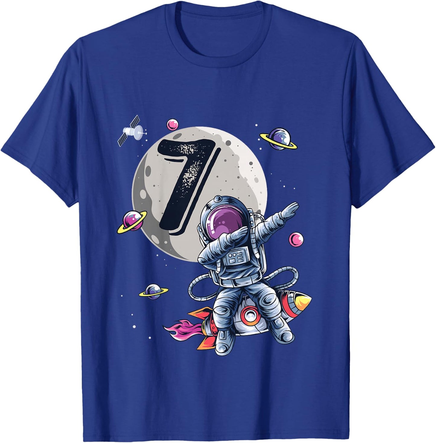 Kids 7 Years Old Birthday Boy Astronaut Gifts Space 7th B-Day T-Shirt - T-Shirt | Royal