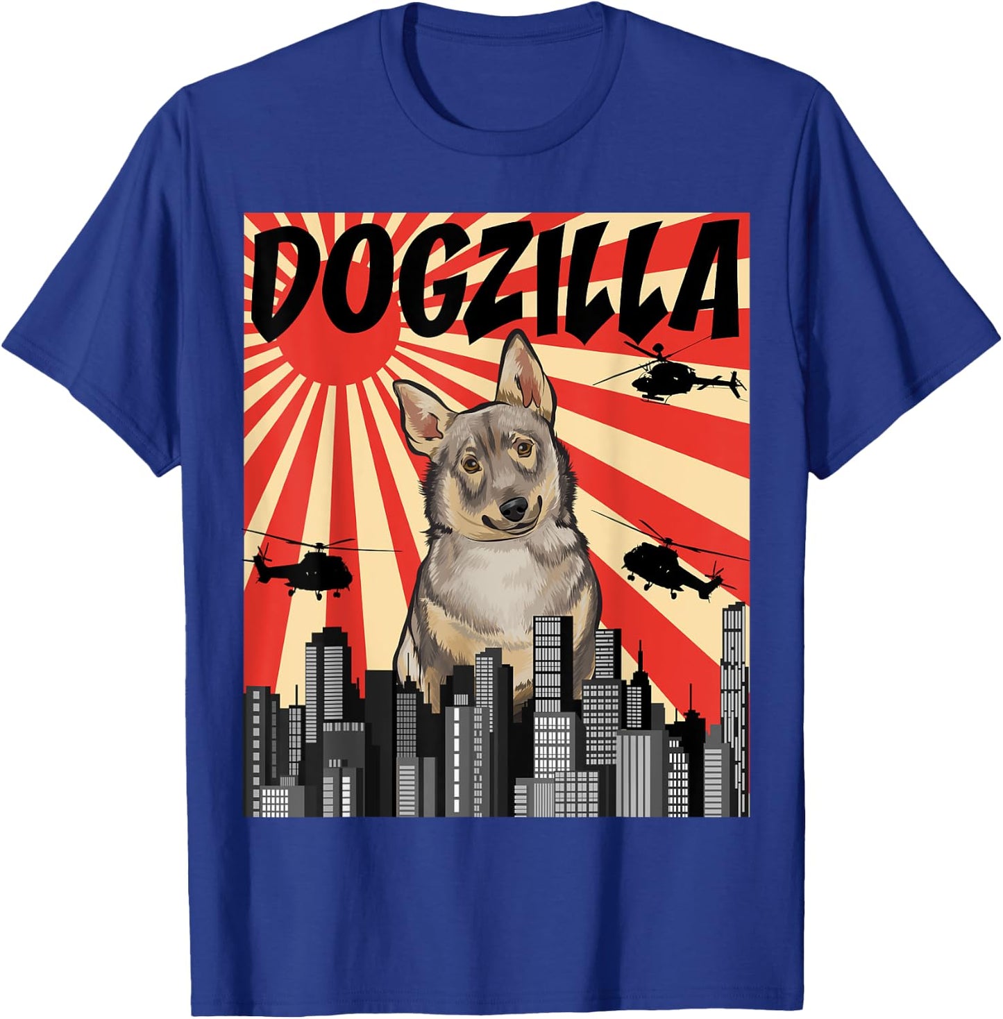 Funny Retro Japanese Dogzilla Swedish Vallhund T-Shirt - T-Shirt | Royal