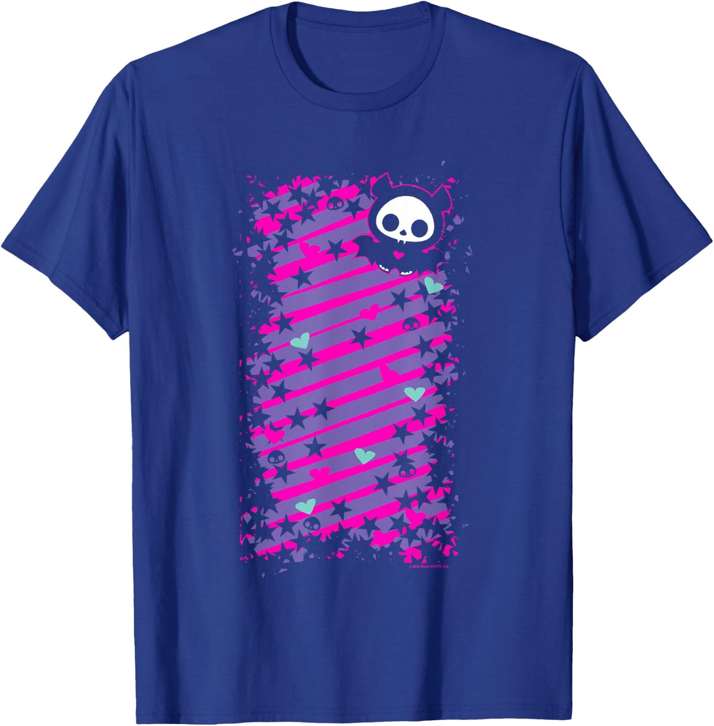 Skelanimals Diego Bat Vintage Pink Colour Pop Stripe Vignette T-Shirt - T-Shirt | Royal
