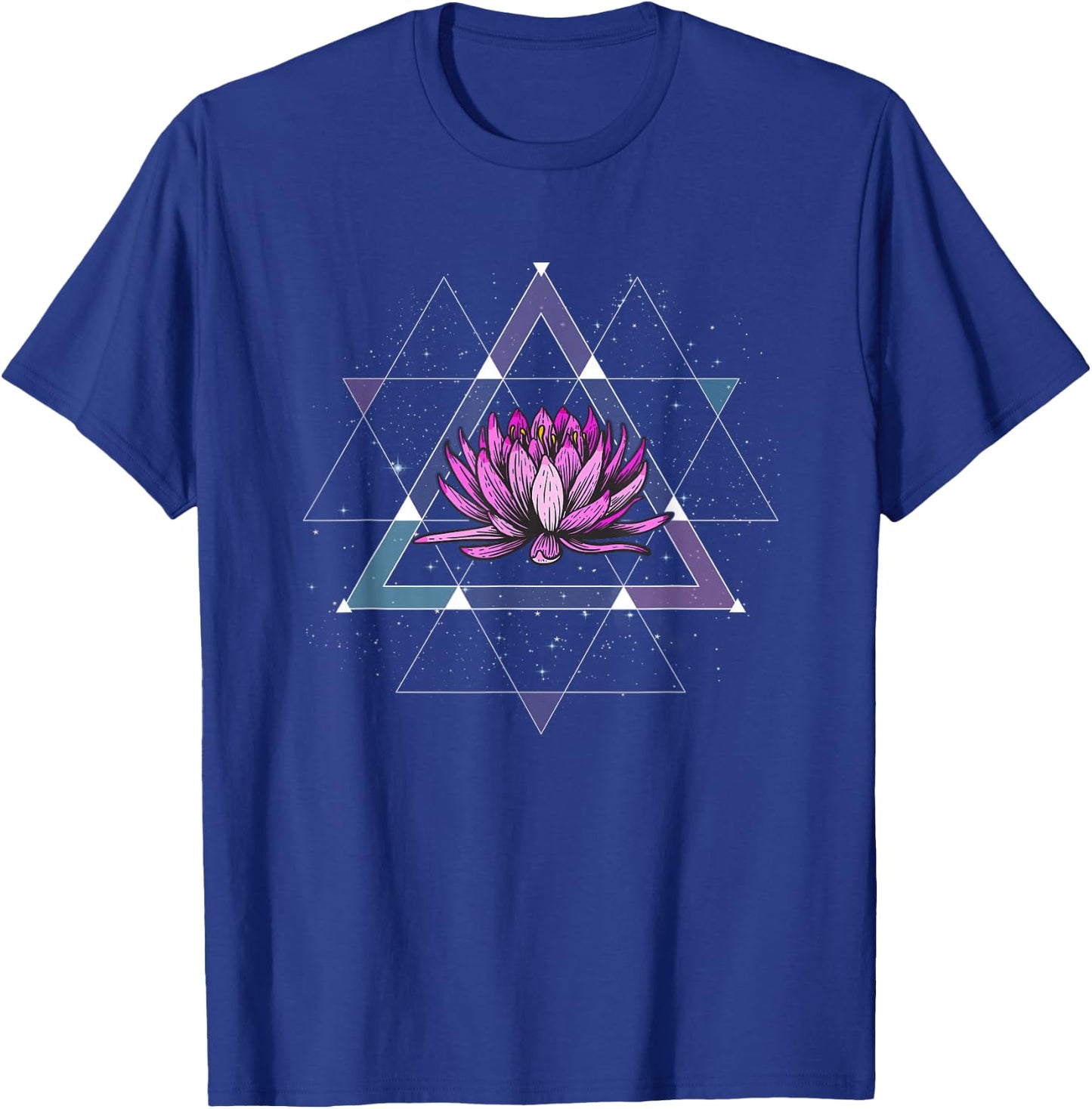 Lotus Flower Sacred Geometry Yoga Meditation Spiritual Zen T-Shirt - T-Shirt | Royal
