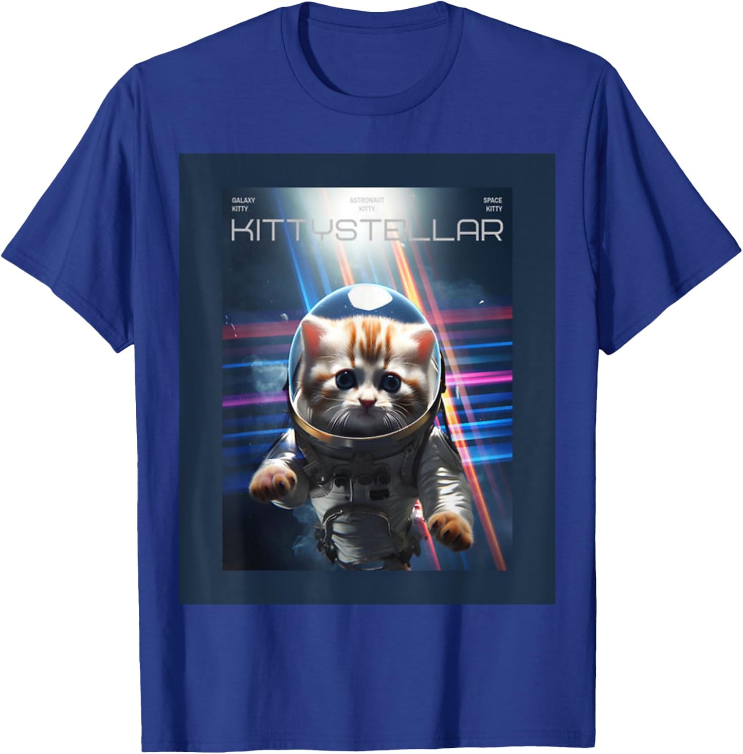 Astronaut Cat with Interstellar Space Aesthetic Movie Poster T-Shirt - T-Shirt | Royal