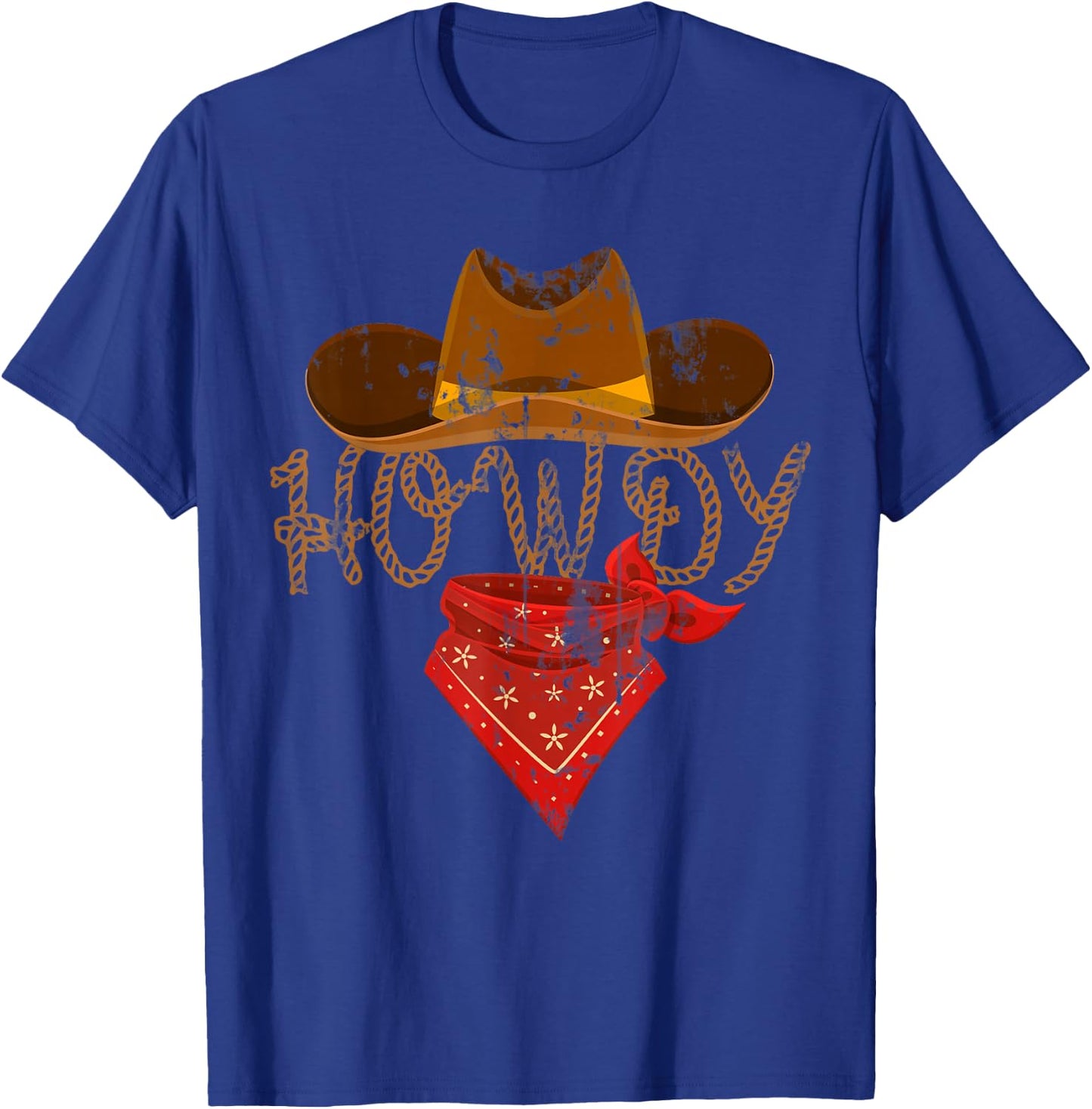 Western Cowboy Howdy - Classic Fit, Short Sleeve, Black Polyester & Cotton T-Shirt - T-Shirt | Royal