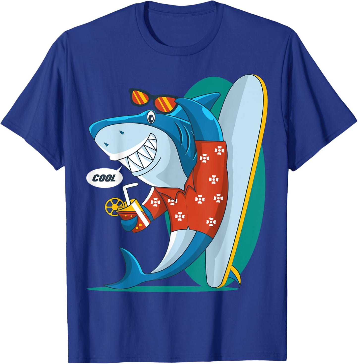 Cool Shark Surfing Design T-Shirt - T-Shirt | Royal