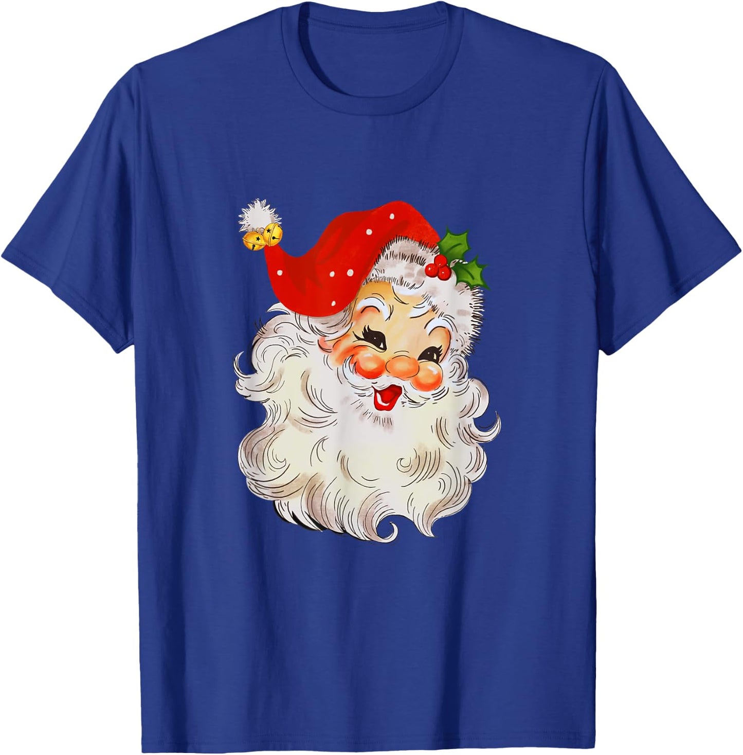 Retro Jolly Santa Claus Face Vintage St. Nick Christmas T-Shirt - T-Shirt | Royal