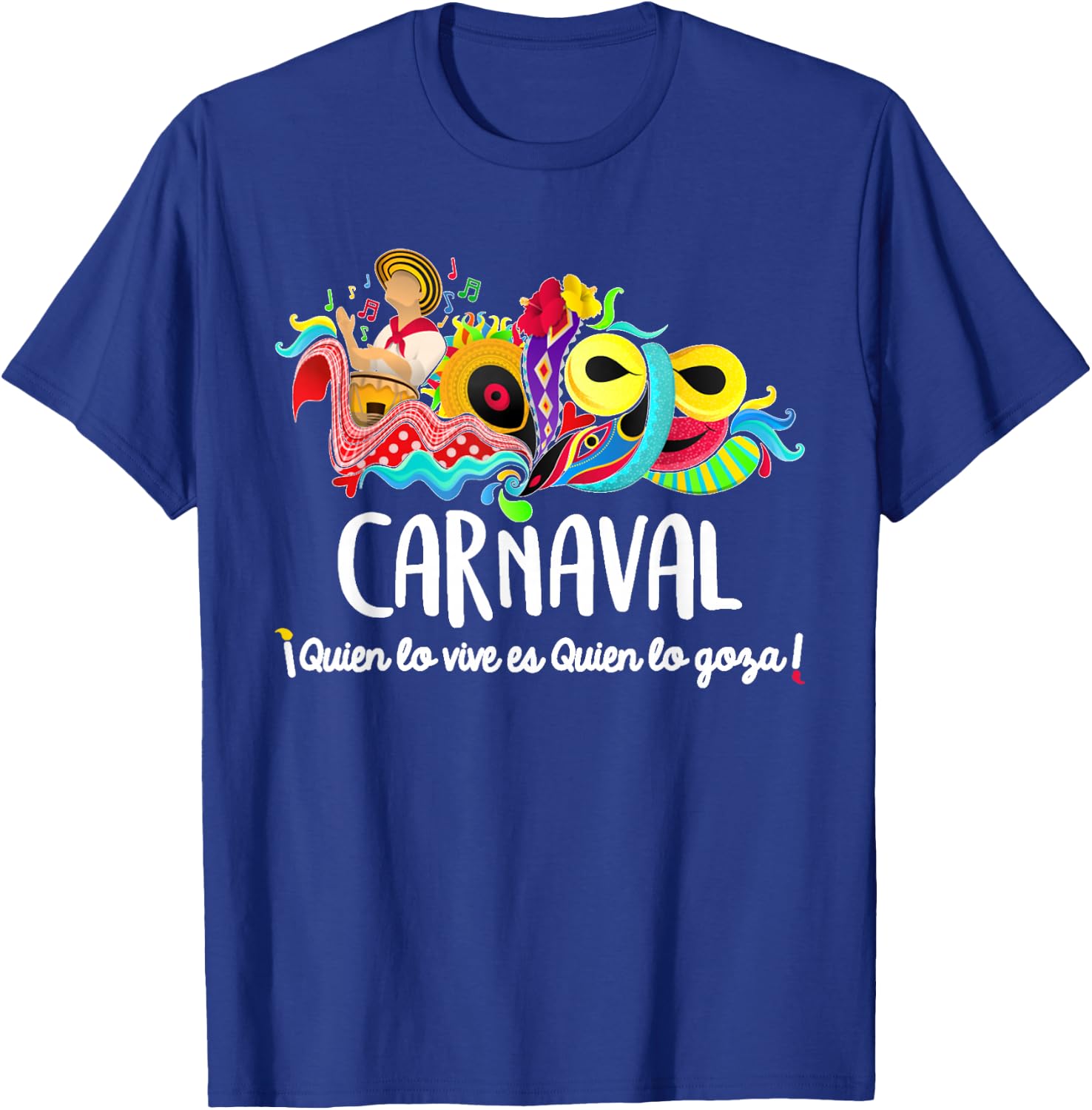 Mardi Gras Carnaval Funny Gift -Adults , Black, Small, Short Sleeve, Classic Fit, Cotton 60% Polyester 40%, Carnaval de Barranquilla, Monkey, Party, Carnival T-Shirt - T-Shirt | Royal