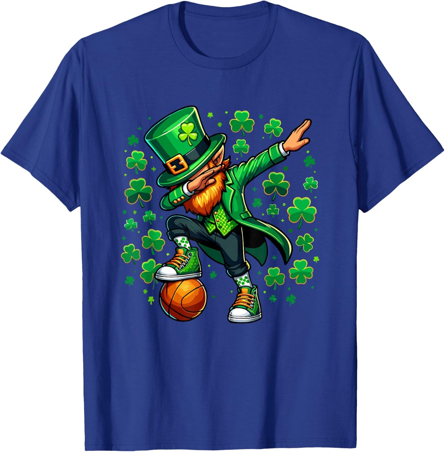 St Patricks Day Boy Men Sports Basketball Dabbing Leprechaun T-Shirt - T-Shirt | Royal