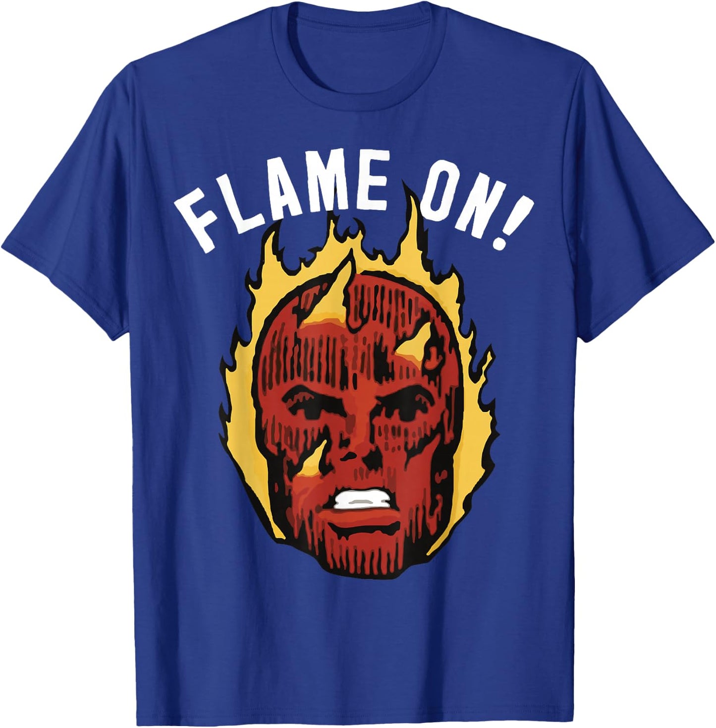 Marvel Fantastic Four The Human Torch Flame On Portrait T-Shirt - T-Shirt | Royal