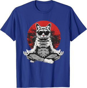 Meditation Cat Zen Buddha Yoga Spiritual Hindu Buddhist Women Kids T-Shirt - T-Shirt | Royal