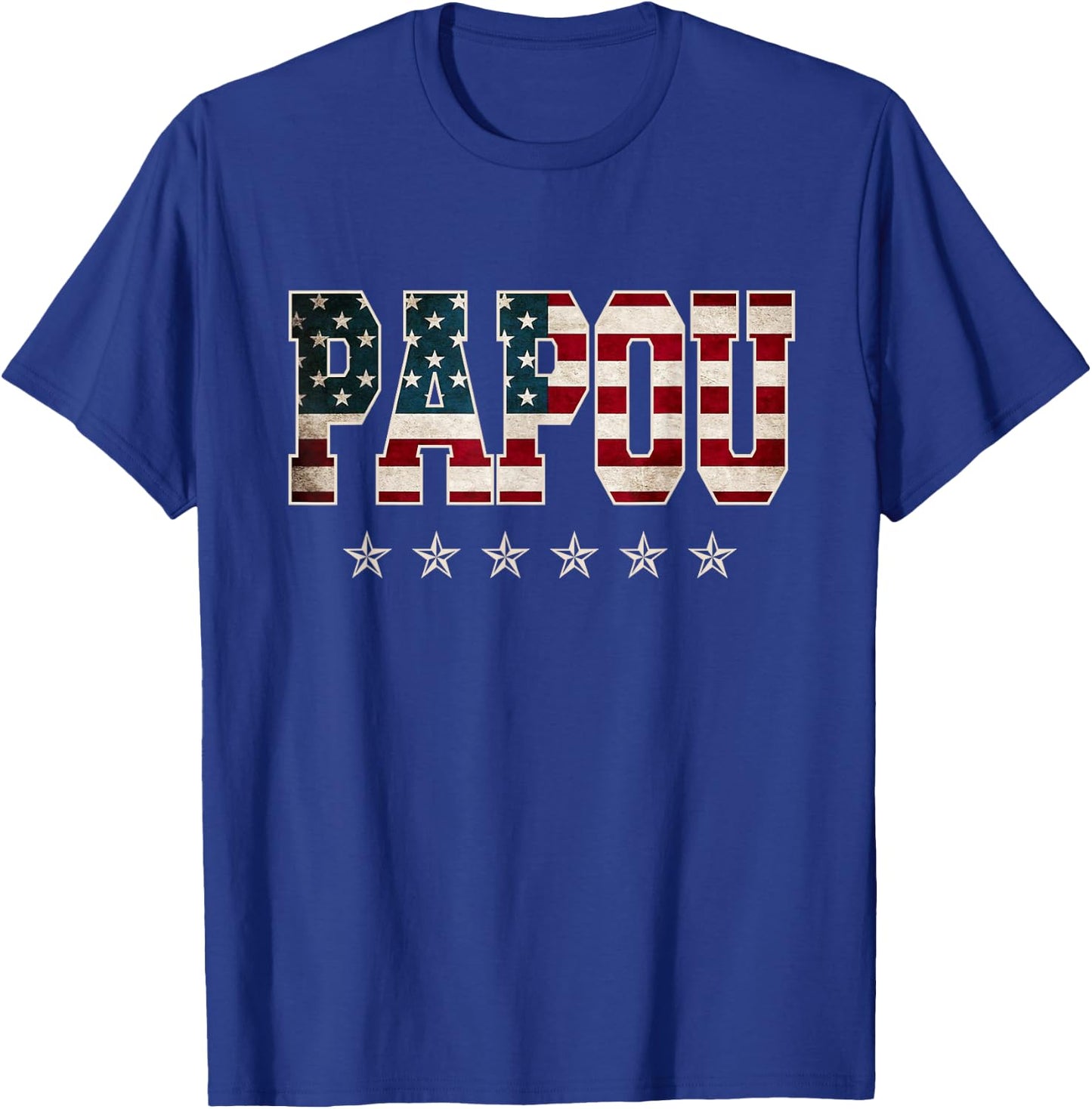 Papou Father's Day American Flag 4th of July Christmas Xmas T-Shirt - T-Shirt | Royal