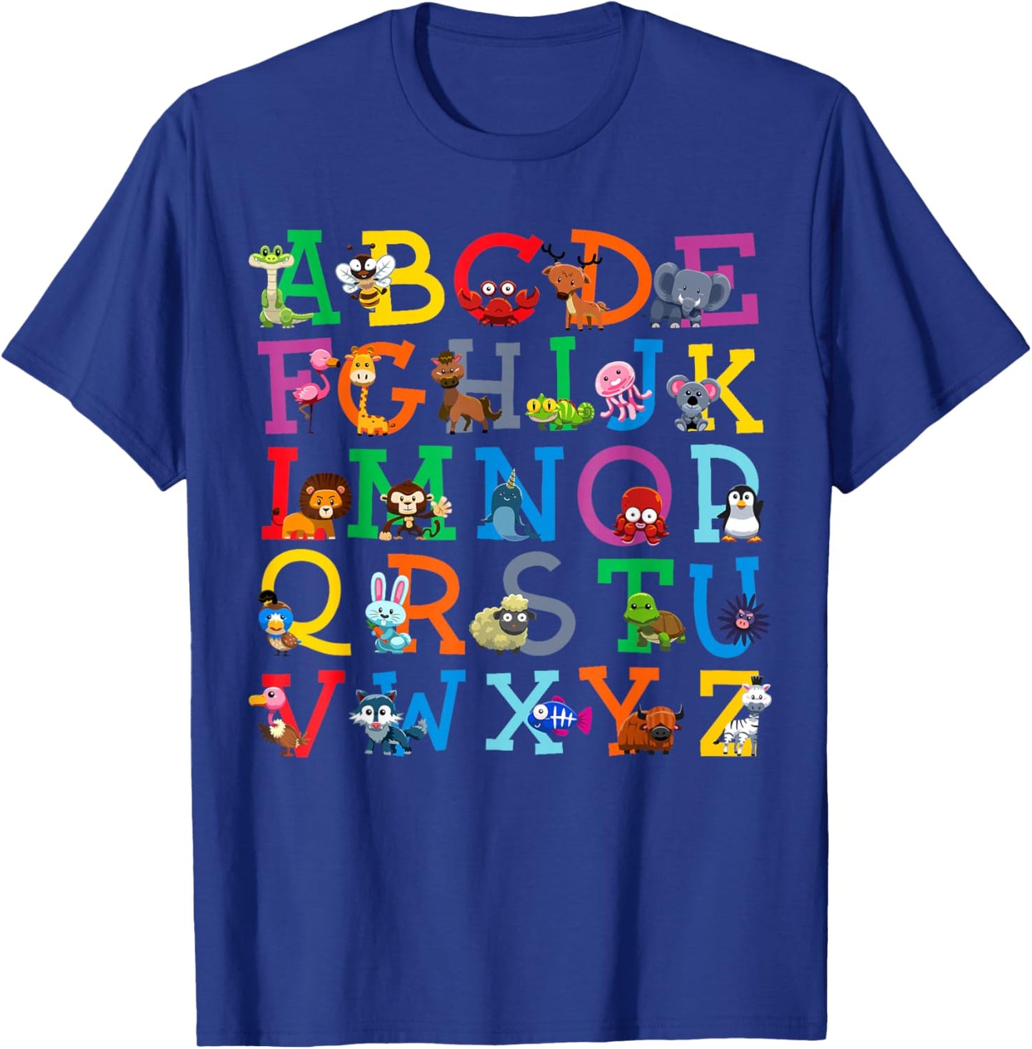 Zoo Animal Alphabet ABCs Animals Learning A-Z ABC Letters T-Shirt - T-Shirt | Royal