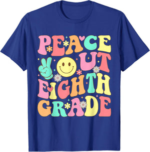 Peace Out Eighth Grade Groovy 8th Grade Last day of school T-Shirt - T-Shirt | Royal