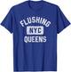 Flushing Queens NYC Gym Style Distressed White Print T-Shirt - T-Shirt | Royal