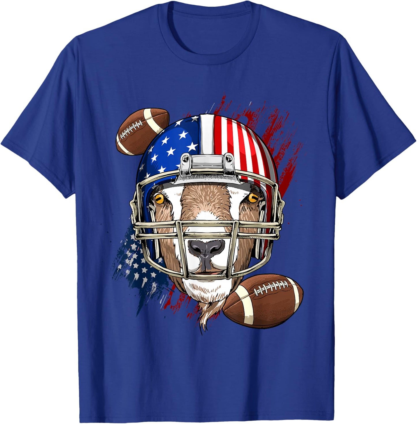 Goat American Football Goat Lovers USA Flag T-Shirt - T-Shirt | Royal