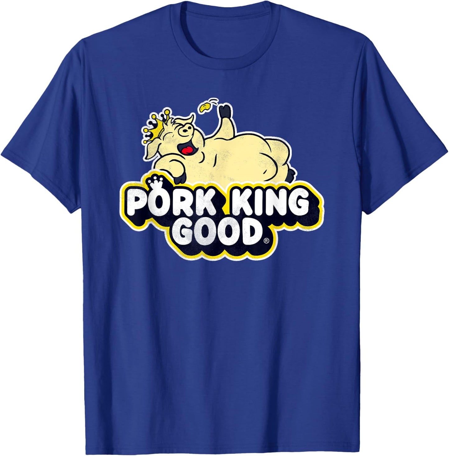 Pork King Good 70's Throwback Pig Logo T-Shirt - T-Shirt | Royal