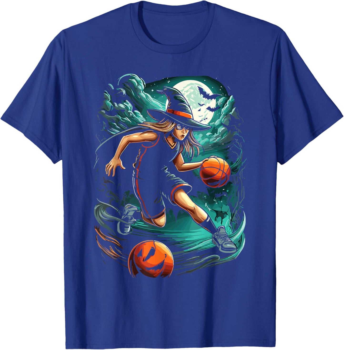 Ball Game Basketball Halloween Witch T-Shirt - T-Shirt | Royal