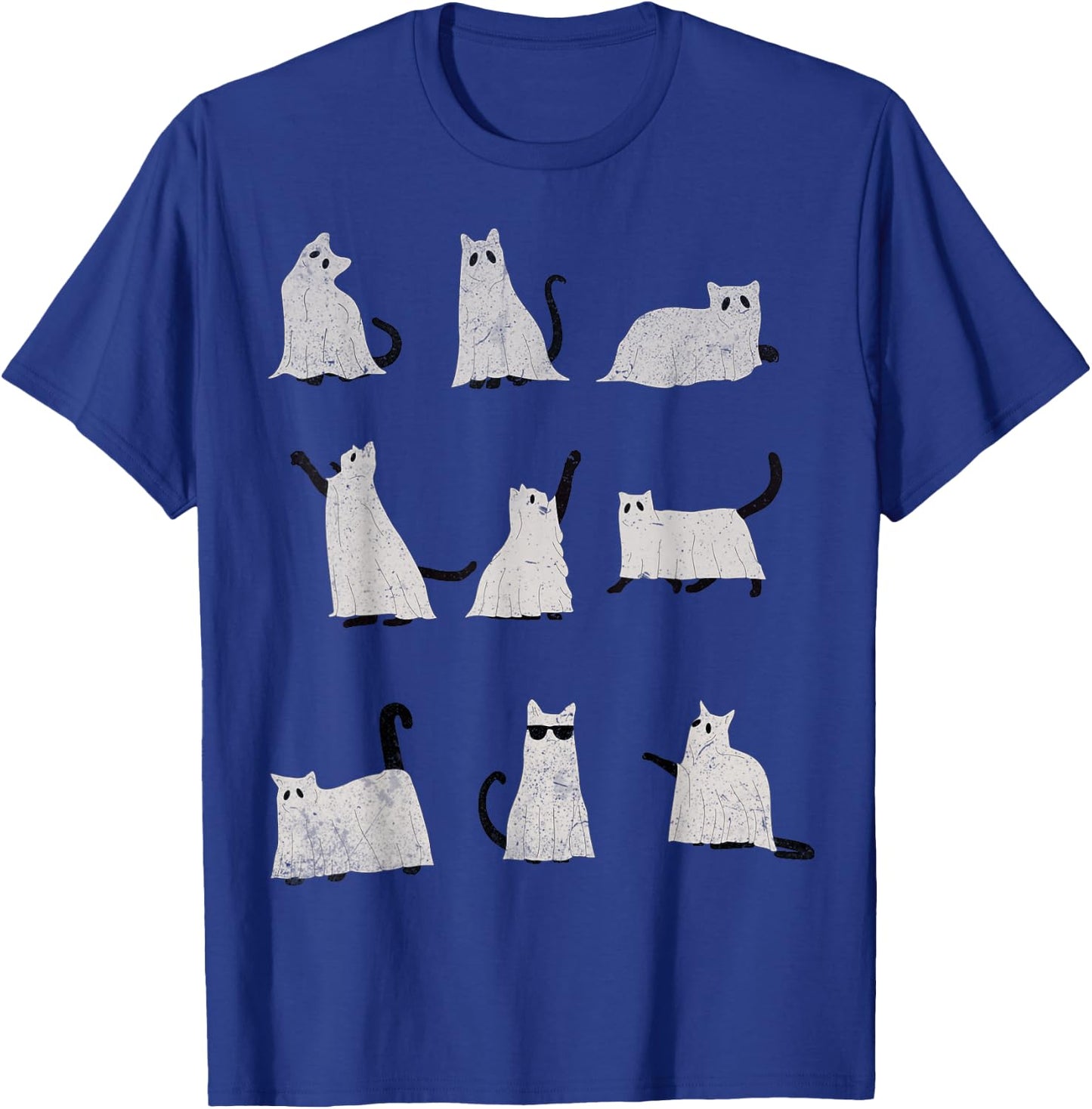 Scary Boo Cute Ghost Cat Kitty Vintage Halloween Costume Women Kids T-Shirt - T-Shirt | Royal