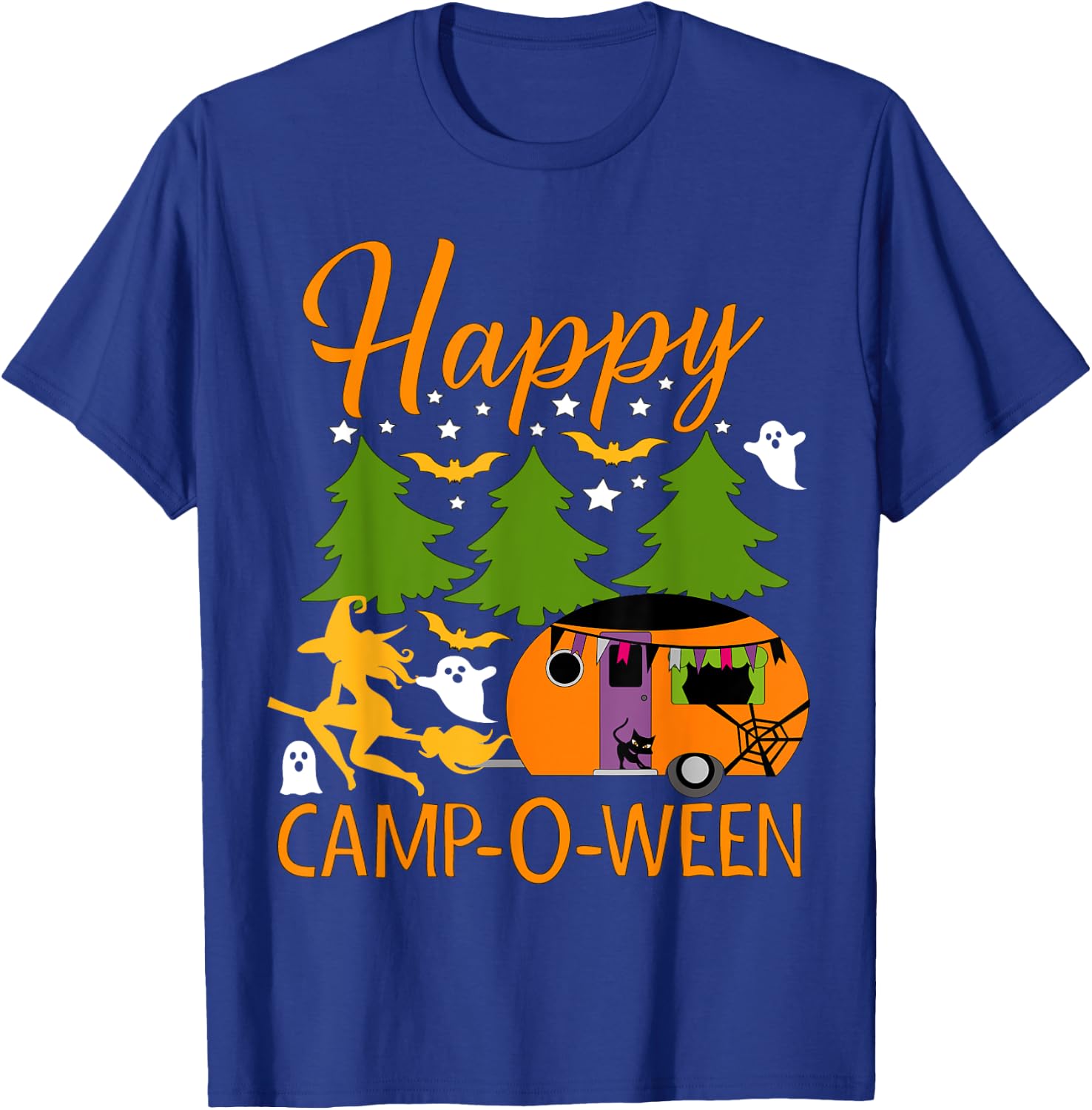 Happy Camp-O-Ween Halloween Camping Camper T-Shirt - T-Shirt | Royal