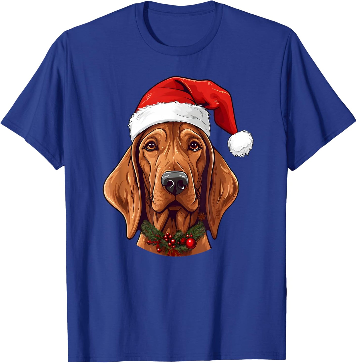 Redbone Coonhound Santa Hat Christmas Sweater Pet Dogs T-Shirt - T-Shirt | Royal
