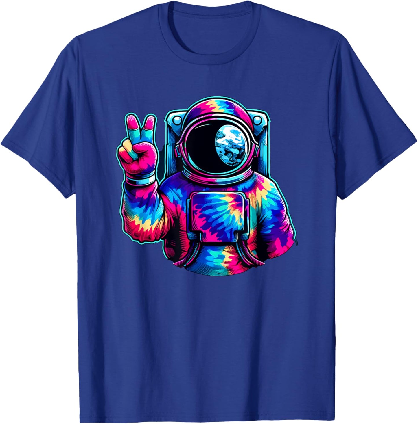 Peace Sign Tie Dye Astronaut T-Shirt - T-Shirt | Royal