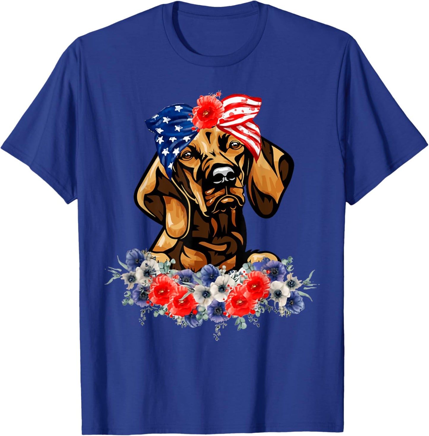 Vizsla Dog American Flag Patriotic 4th Of July T-Shirt - T-Shirt | Royal