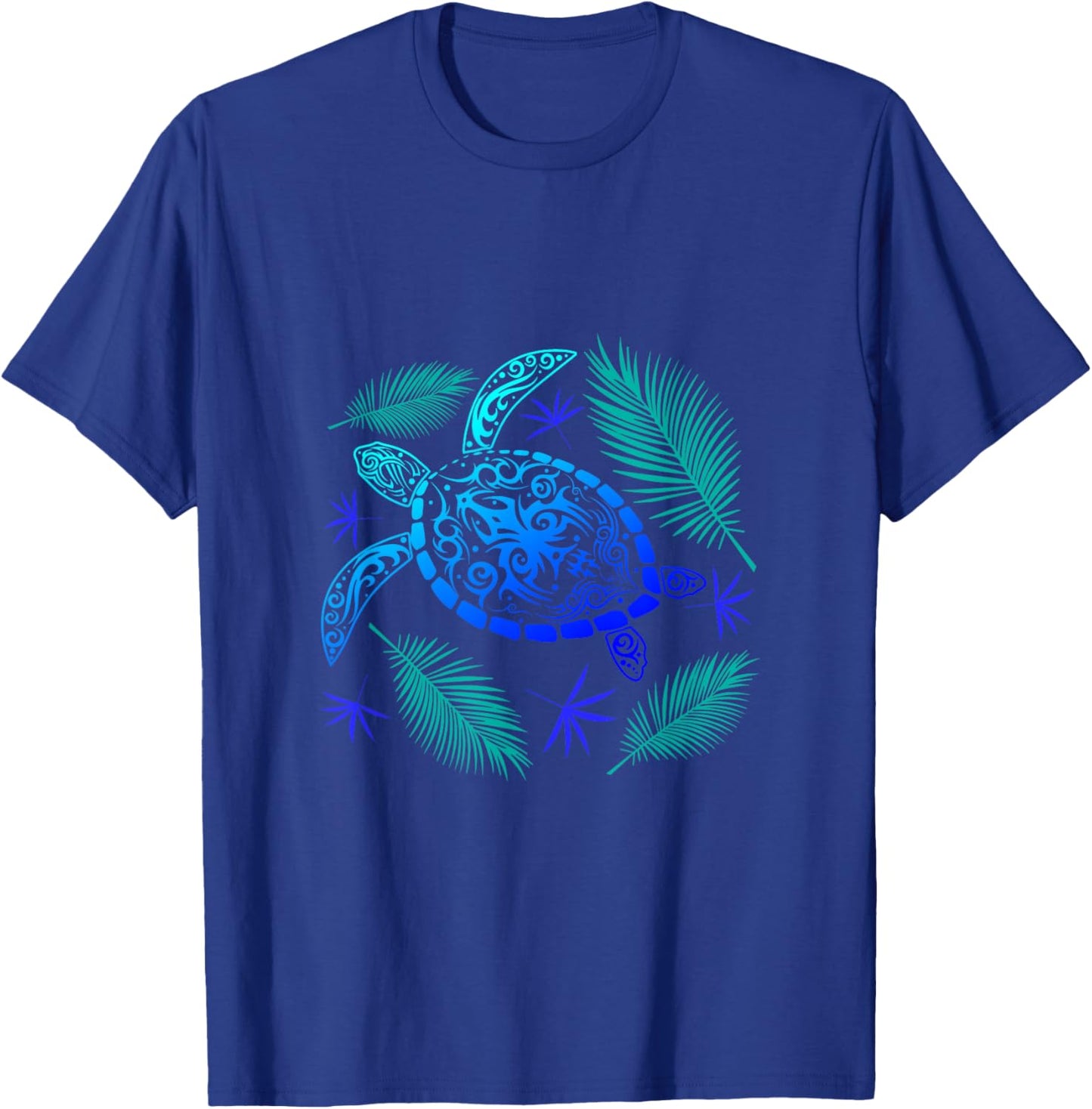Turtle Palm Tree Vacation Summer Tortoise Funny Turtle Men Women Girls Kids T-Shirt - T-Shirt | Royal