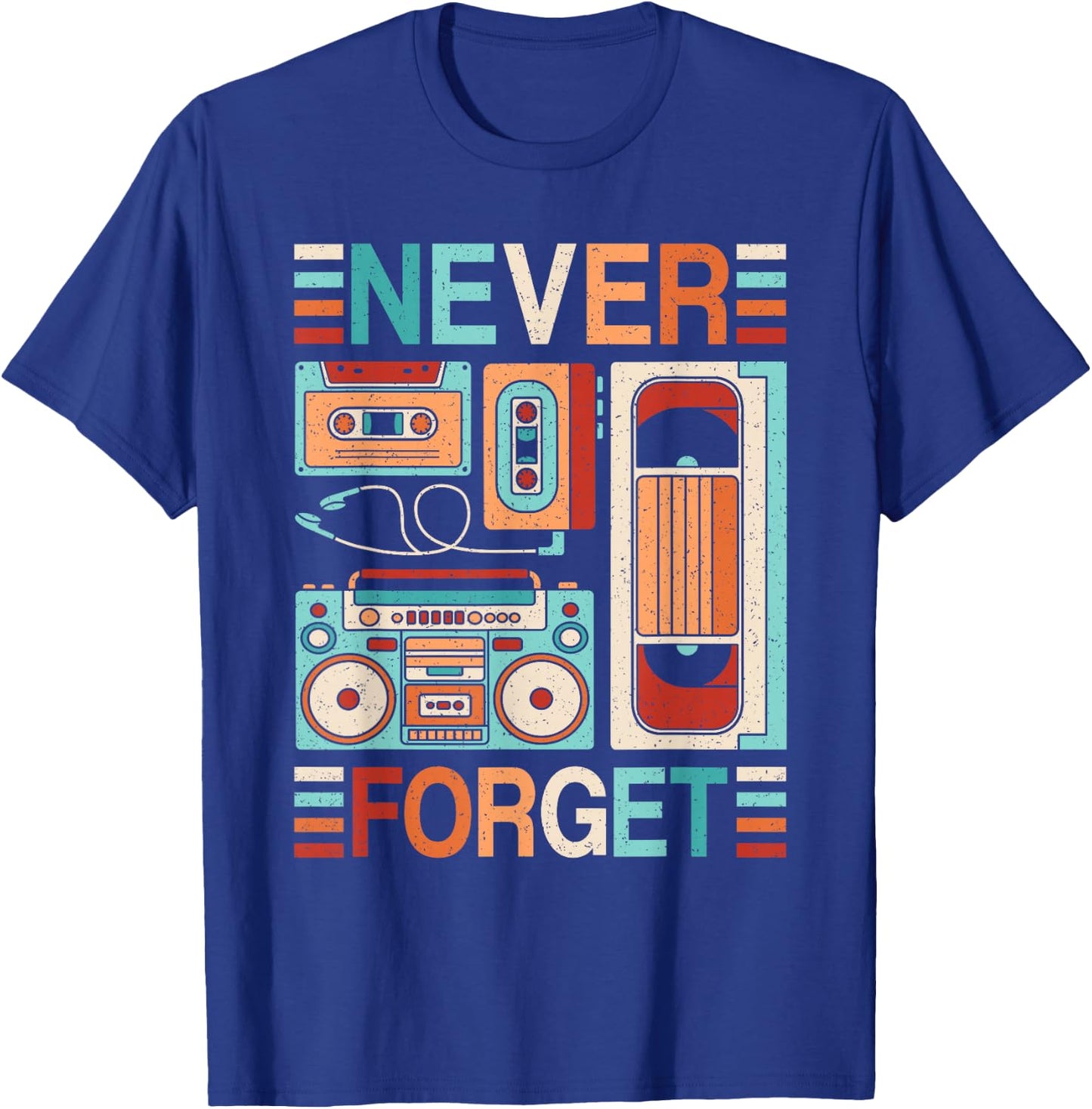 Never Forget 80s 90s Outfit Retro Cassette Tape Men Women T-Shirt - T-Shirt | Royal