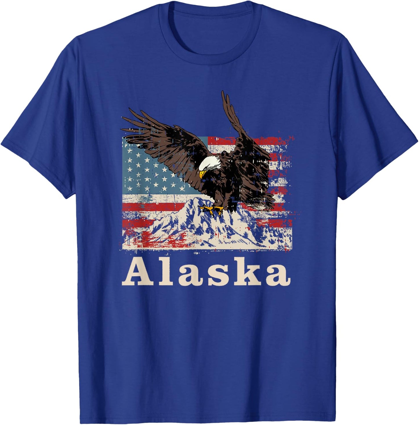 American Bald Eagle Flag Alaska Souvenir T-Shirt - T-Shirt | Royal