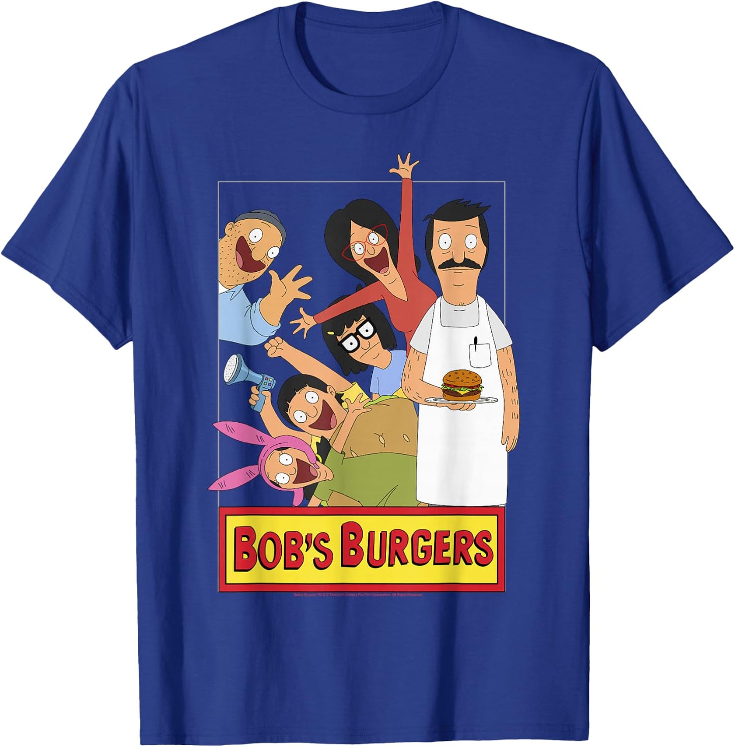 Bob's Burgers Family Shot & Teddy Logo T-Shirt - T-Shirt | Royal