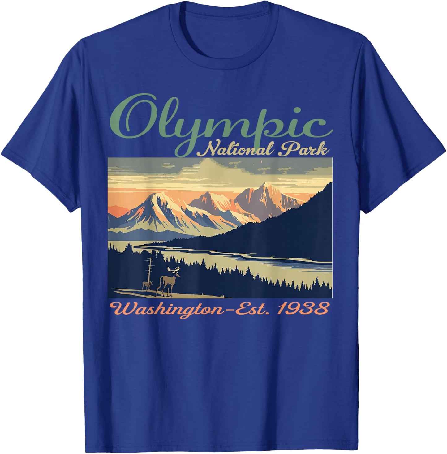 Olympic National Park Washington Hiking Camping T-Shirt - T-Shirt | Royal