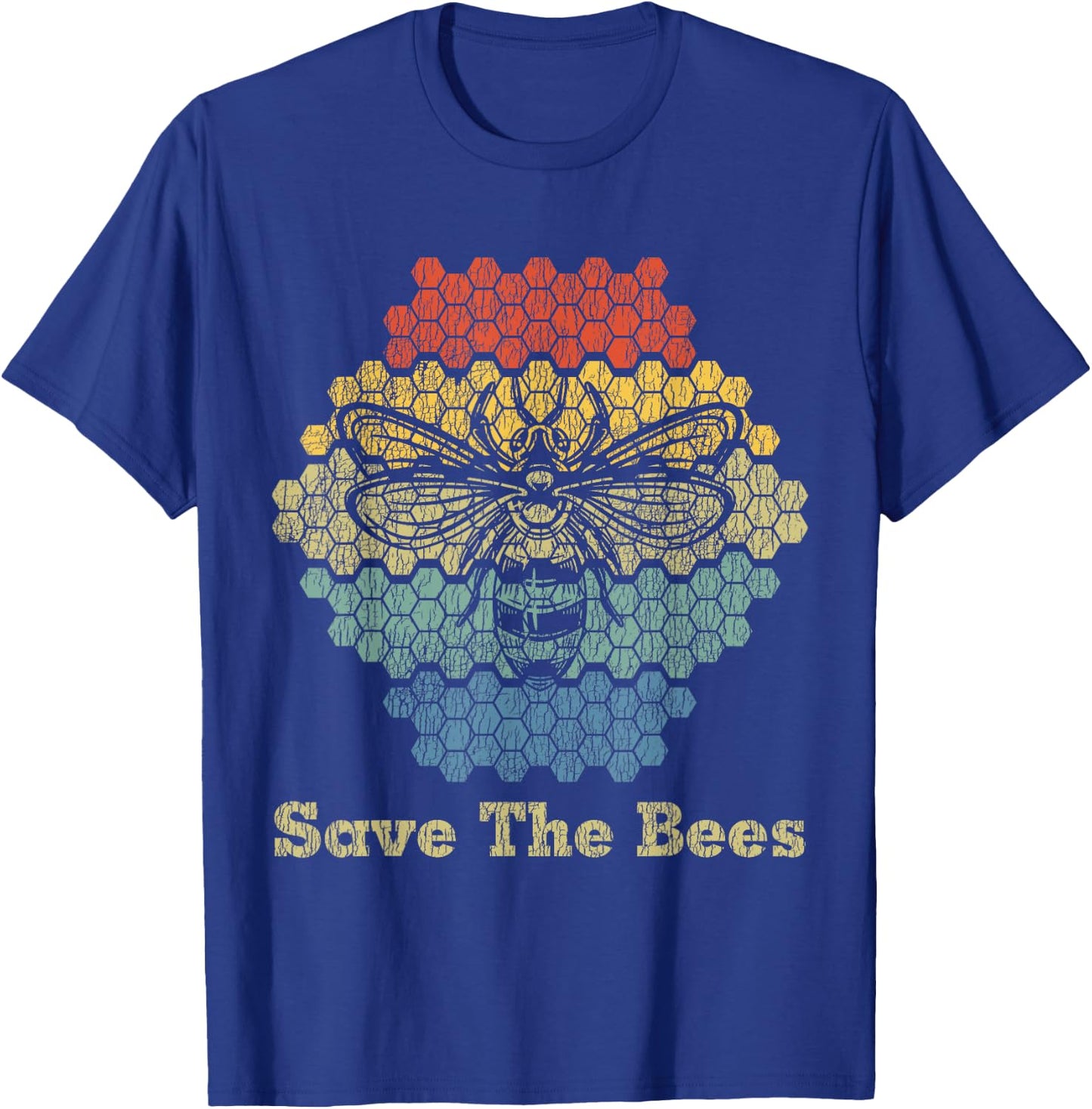 Retro Vintage Bumble Bee Save The Bees Keeper Climate Change T-Shirt - T-Shirt | Royal