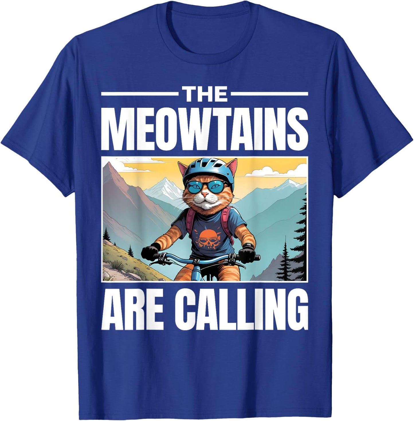 Funny MTB Cat Mountain Bike Biker T-Shirt - T-Shirt | Royal