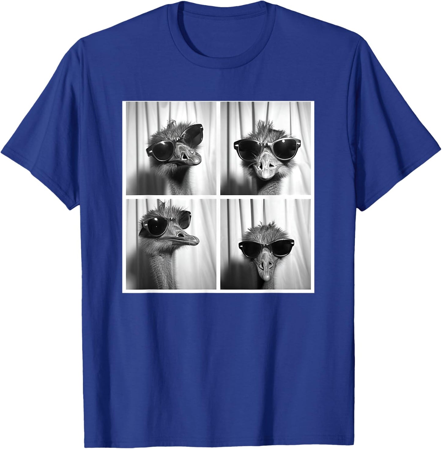Ostrich Wearing Sunglasses Bird Face Funny Emu Lover T-Shirt - T-Shirt | Royal