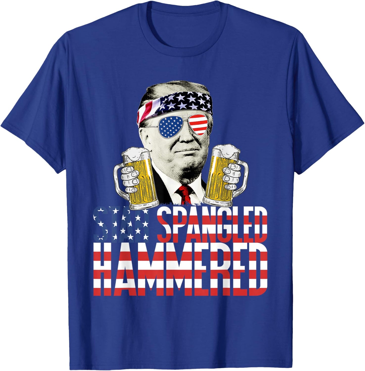 Star Spangled Hammered President Donald Trump Beer Lover T-Shirt - T-Shirt | Royal