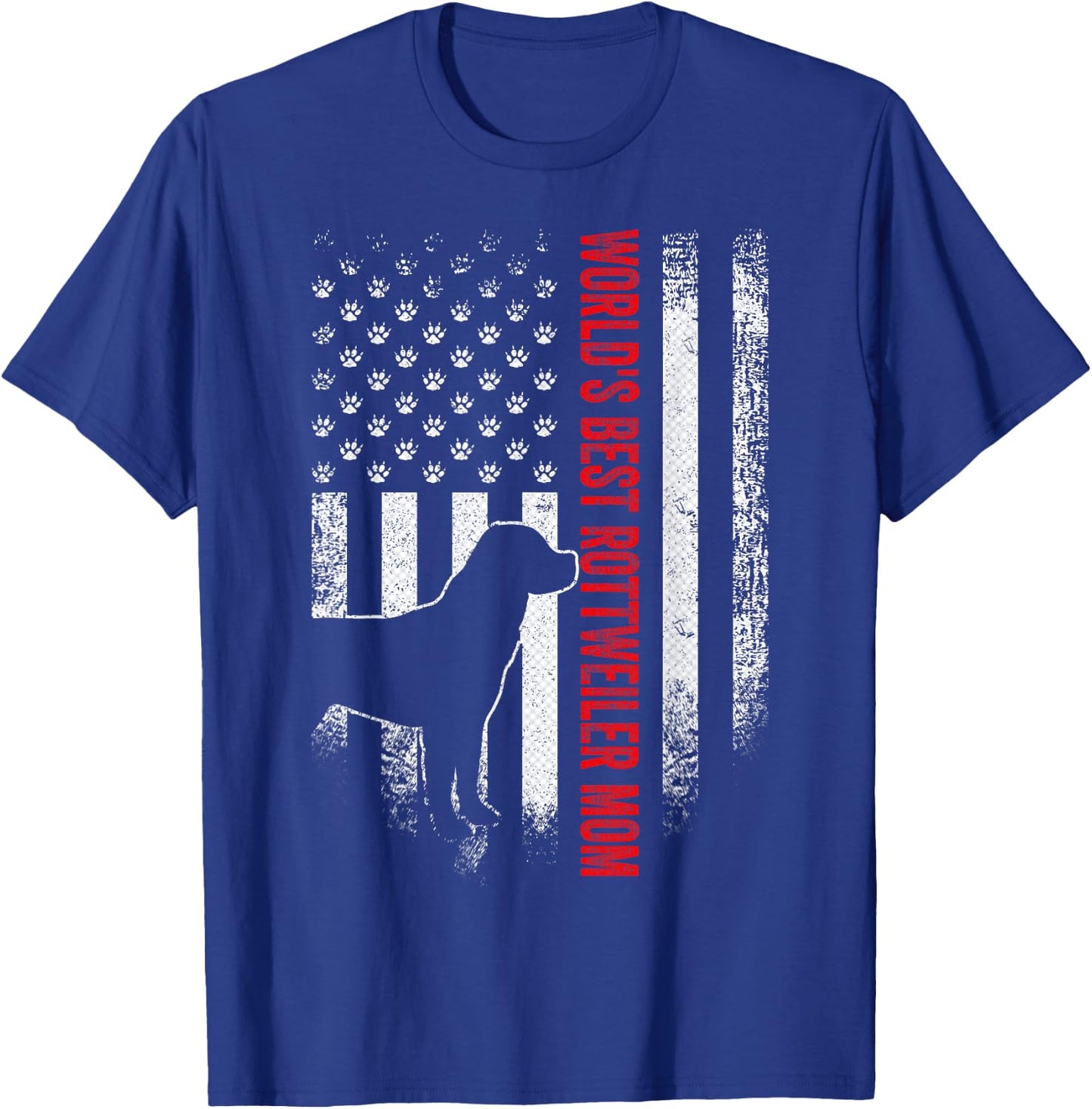 Vintage American Flag World's Best Rottweiler Mom Silhouette Men T-Shirt - T-Shirt | Royal