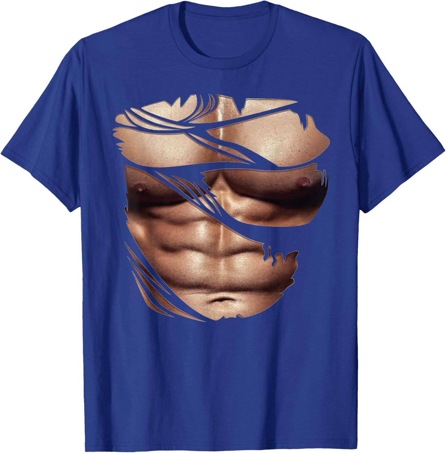 Fake Muscles Torn Breast Six Pack Abs T-Shirt - T-Shirt | Royal