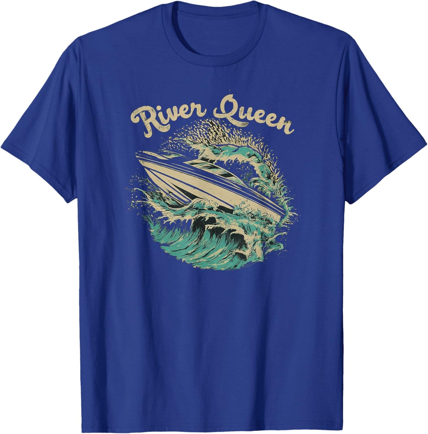Big Wave River Queen Ski Boat T-Shirt - T-Shirt | Royal