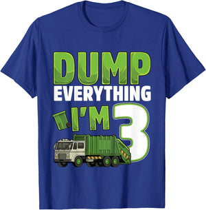 Kids Recycling Trash 3 Year Old Garbage Truck 3rd Birthday Boy T-Shirt - T-Shirt | Royal