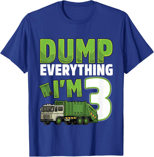 Kids Recycling Trash 3 Year Old Garbage Truck 3rd Birthday Boy T-Shirt - T-Shirt | Royal