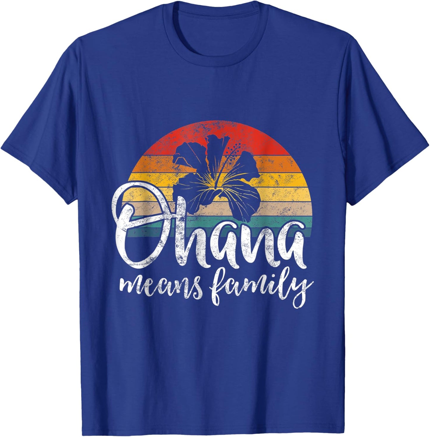 Ohana Hawaiian Retro Summer Hawaii Flower Family Love Quote Women Kids T-Shirt - T-Shirt | Royal