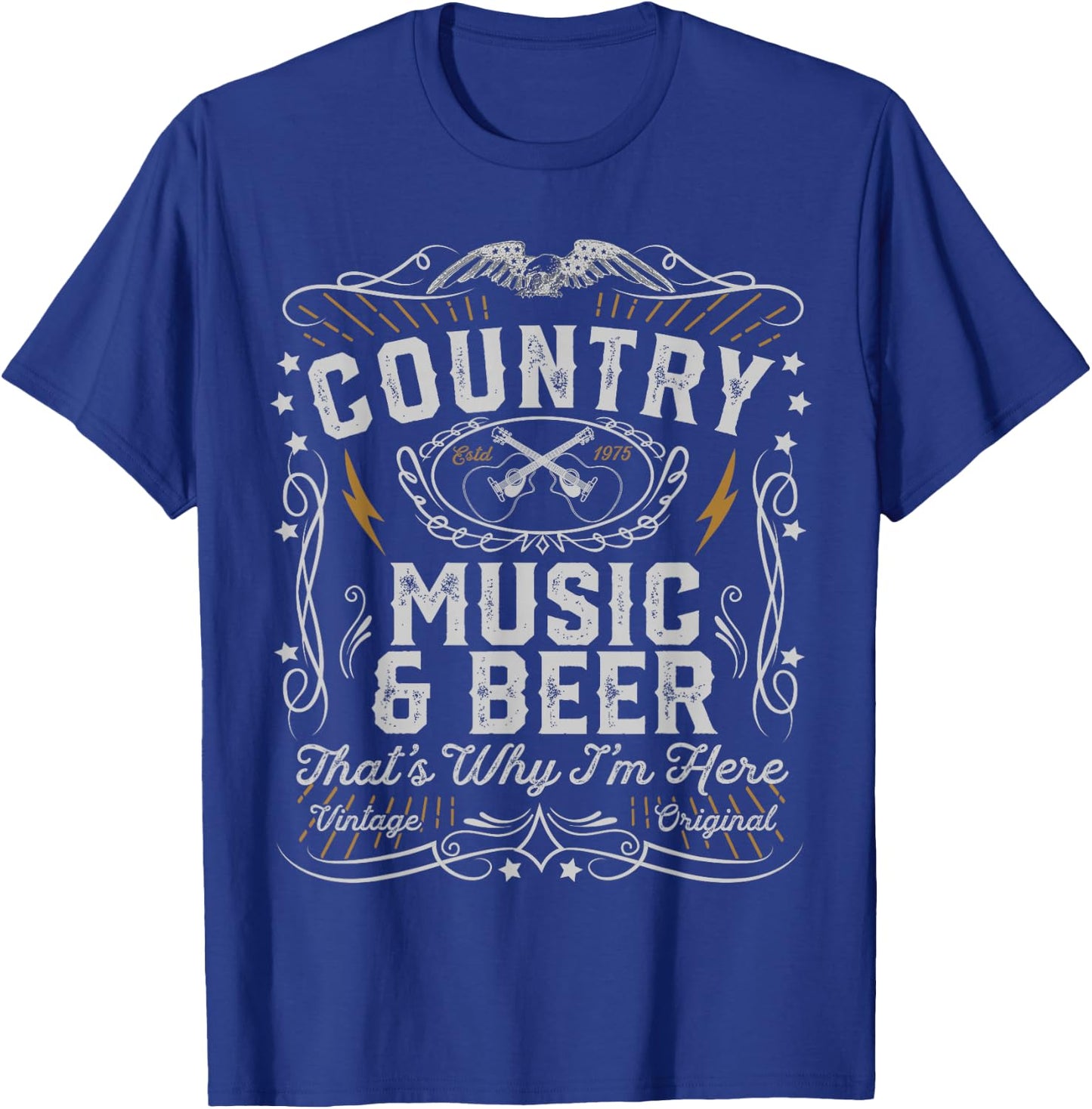 Country Music And Beer Thats Why I'm Here Gift T-Shirt - T-Shirt | Royal