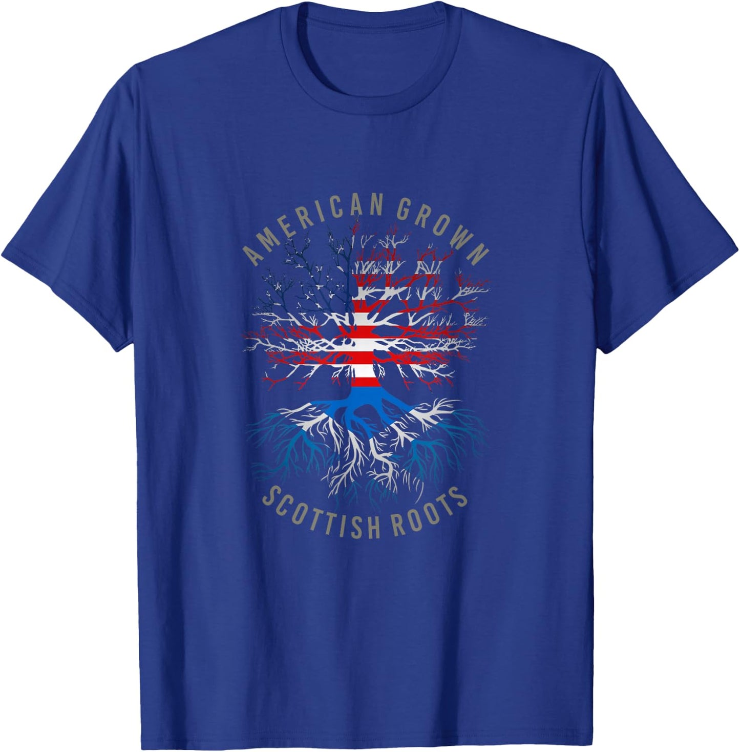 American Grown Scottish Roots USA Scotland Flag Heritage T-Shirt - T-Shirt | Royal