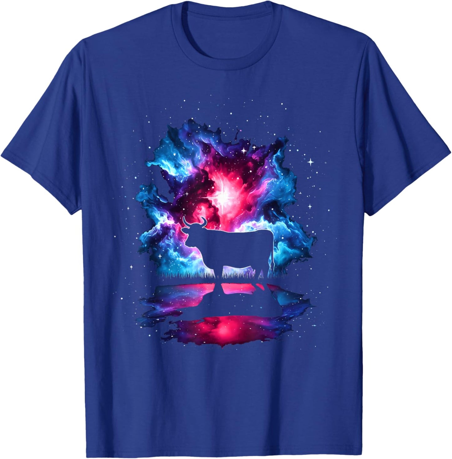 Cool Cosmic Cow Galaxy Graphic Space Art T-Shirt - T-Shirt | Royal