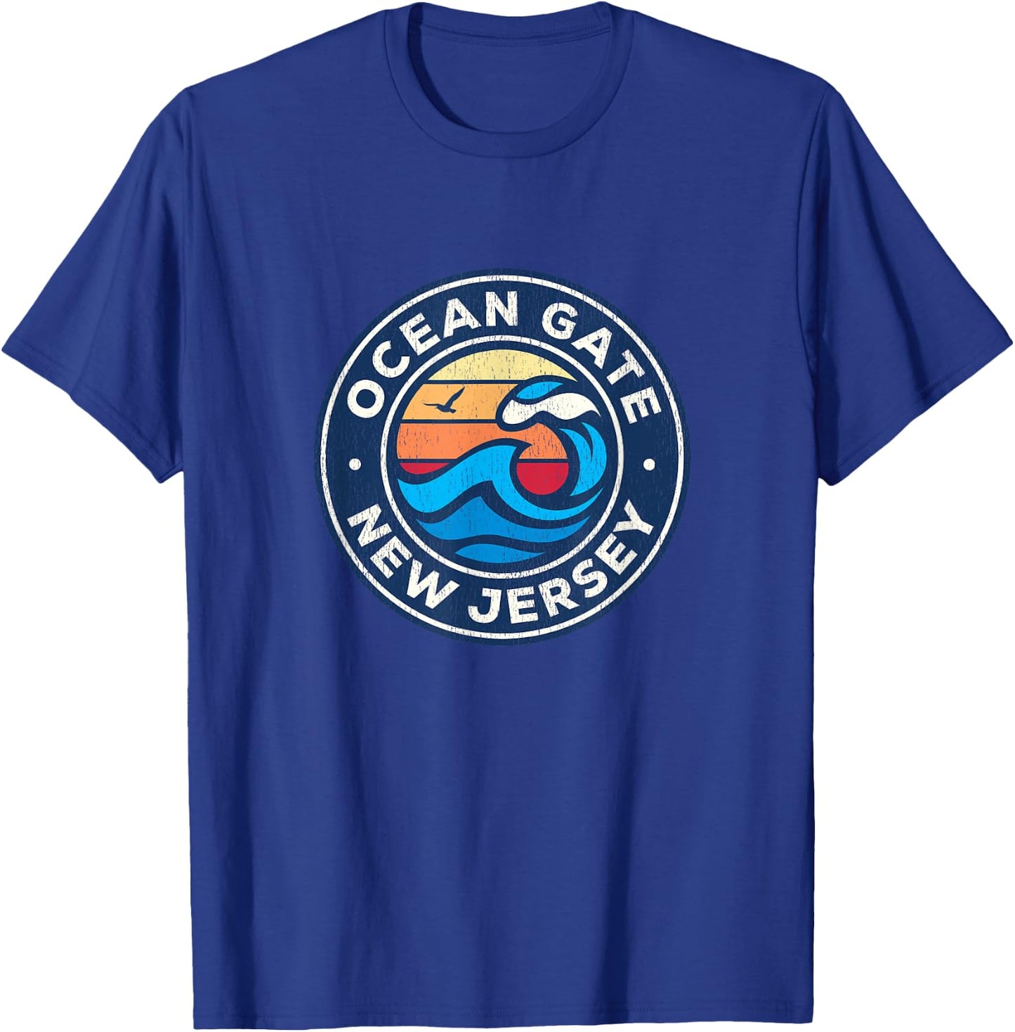 Ocean Gate New Jersey NJ Vintage Nautical Waves Design T-Shirt - T-Shirt | Royal
