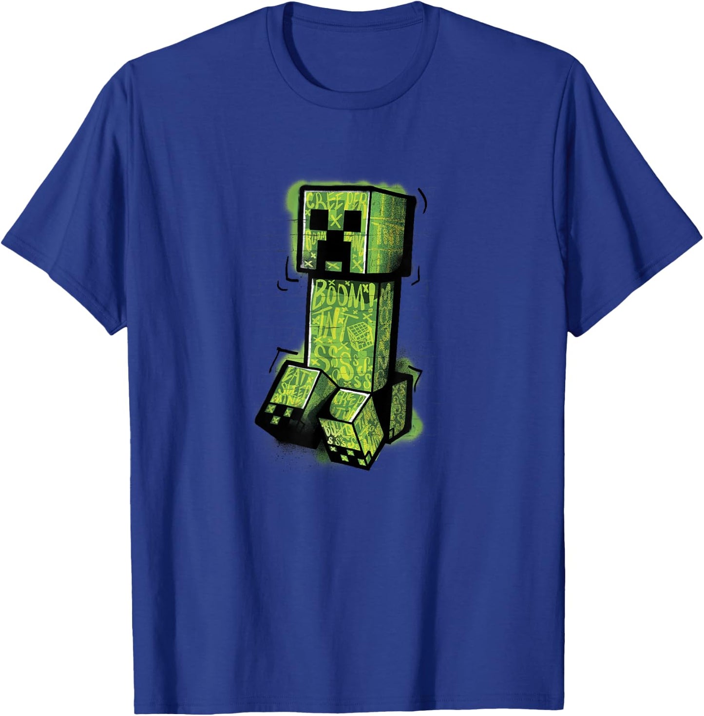 Minecraft Creeper Graffiti Sit T-Shirt - T-Shirt | Royal
